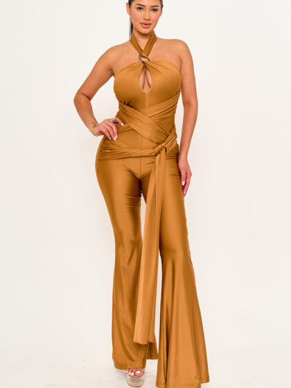 IB2506HP - HALTER TOP WRAP JUMPSUIT