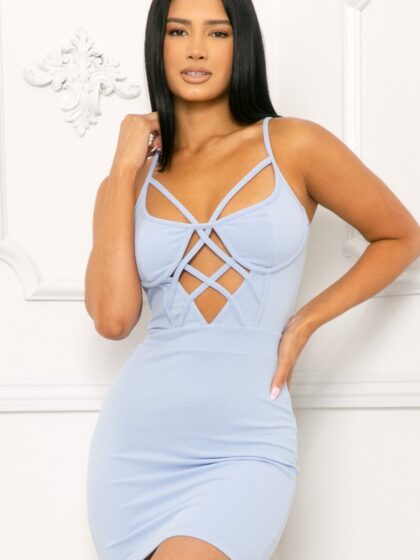 ID8518GP - MULTI CRISS CROSS BUSTIER MINI DRESS