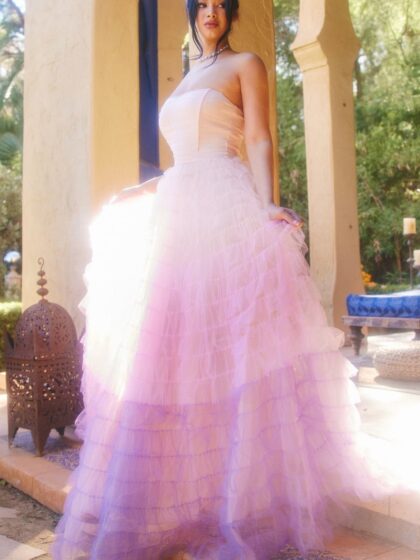 IDM9776SP - MESH OMBRE LAYERED MAXI DRESS