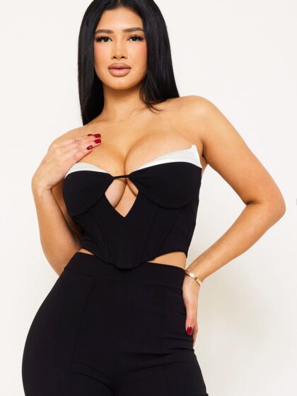 IT1339AP - SATIN PANELLED BUSTIER CROP TOP