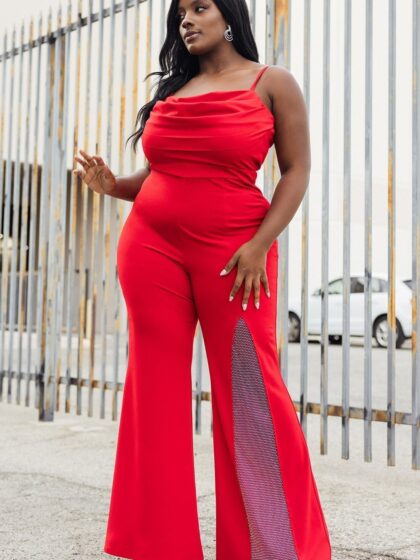 IXB2339JP - PLEATED DETAIL ON BUST SWEETHEART PLUS SIZE JUMPSUIT