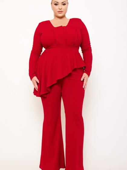 IXB2441SP - PEPLUM TOP PLUS SIZE JUMPSUIT