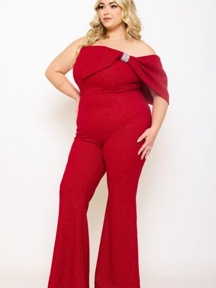 IXB2447JP - GLITTER TECHNO CREPE PLUS SIZE JUMPSUIT