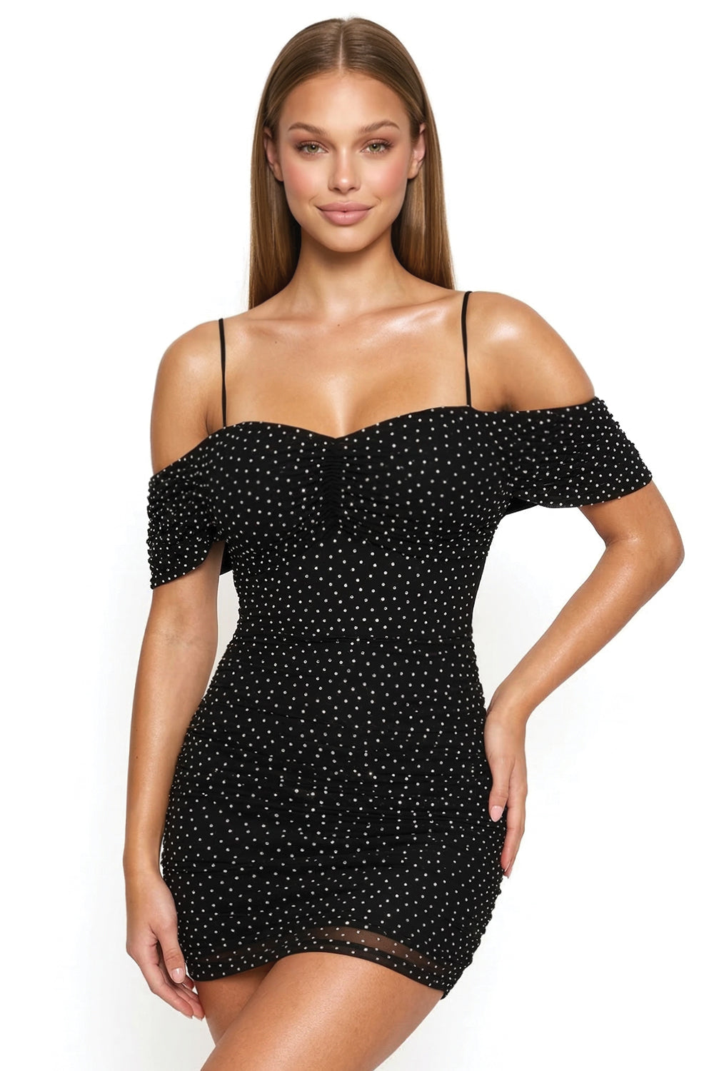 SD1456JP - RHINESTONE ON POWER MESH MINI DRESS - Image 3