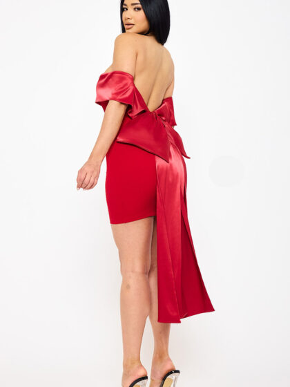 SD1590SP - SATIN RIBBON BOW DETAIL BACK MINI DRESS