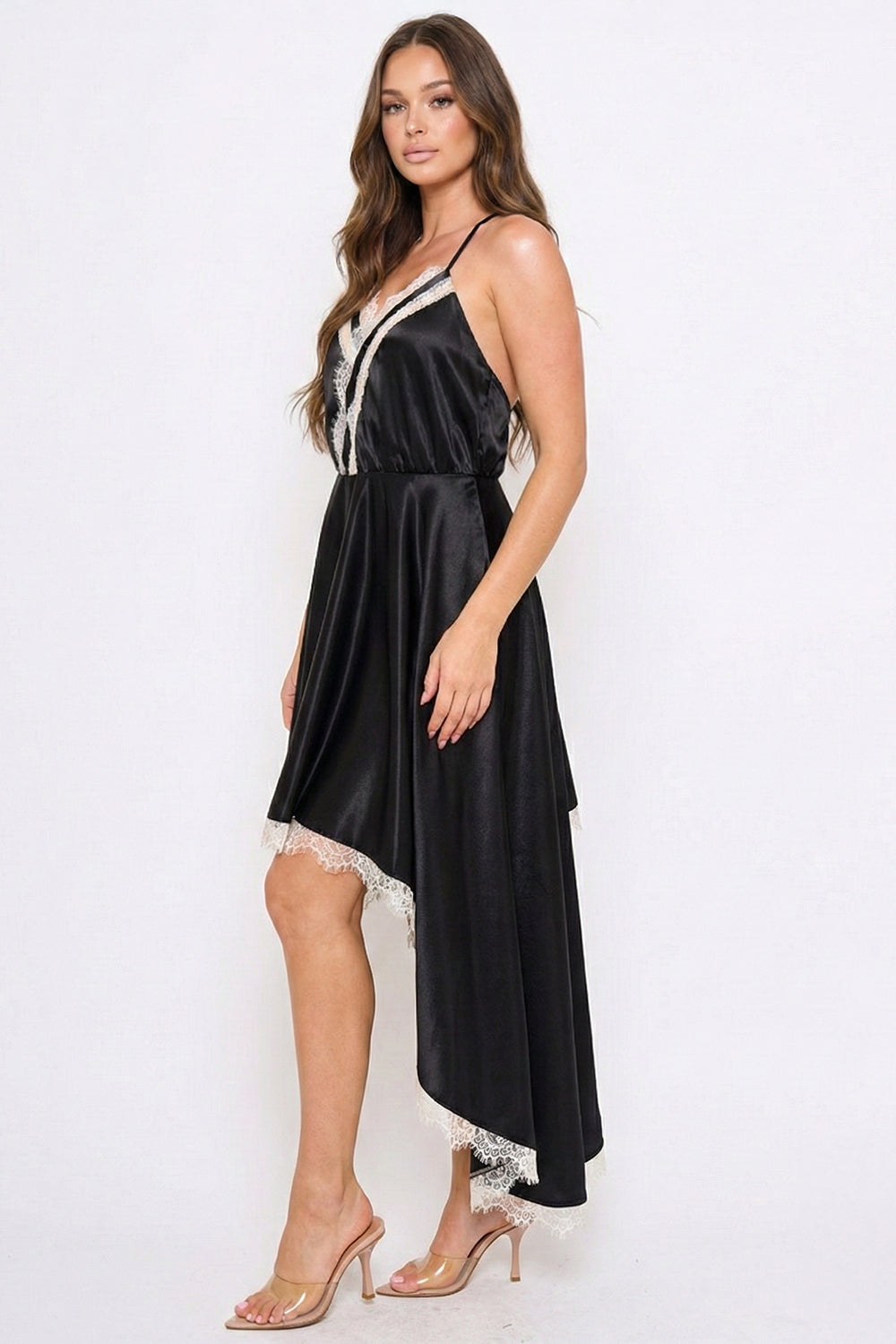 SD2381HP - LACE TRIM DETAIL HI-LOW MIDI DRESS - Image 10