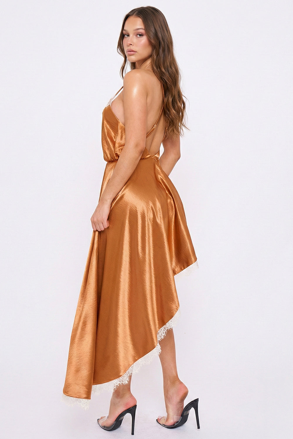 SD2381HP - LACE TRIM DETAIL HI-LOW MIDI DRESS - Image 13