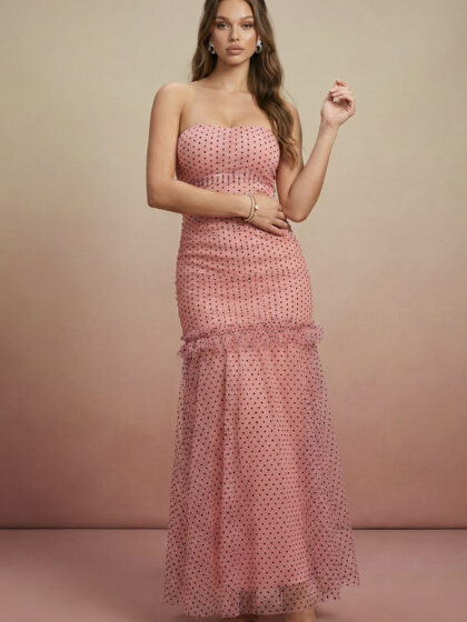 SDM1543JP - POLKA DOT MESH MERMAID MAXI DRESS