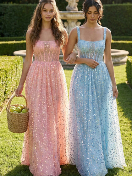 SDM1599JP - SEQUINS ON MESH BALL GOWN MAXI DRESS