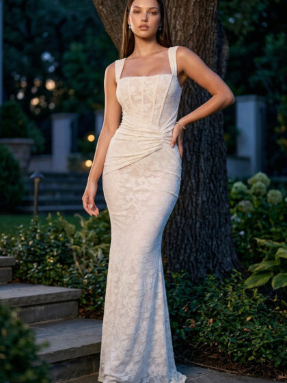 SDM2038SP - BUSTIER BODICE WITH TWIST ON THE SIDE MAXI DRESS