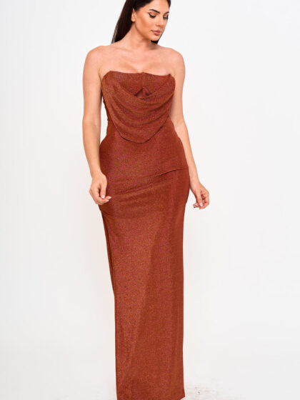 SDM2145SP - METALLIC KNIT STRETCHY MAXI DRESS