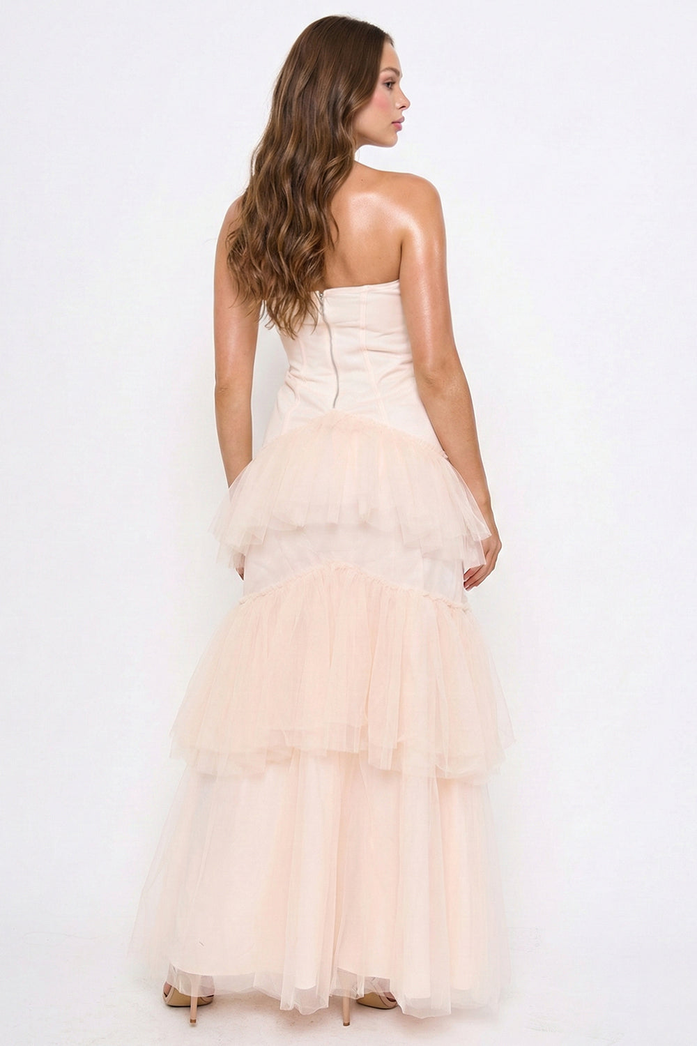 SDM2244SP - LAYERED MESH RUFFLED MERMAID MAXI DRESS - Image 11