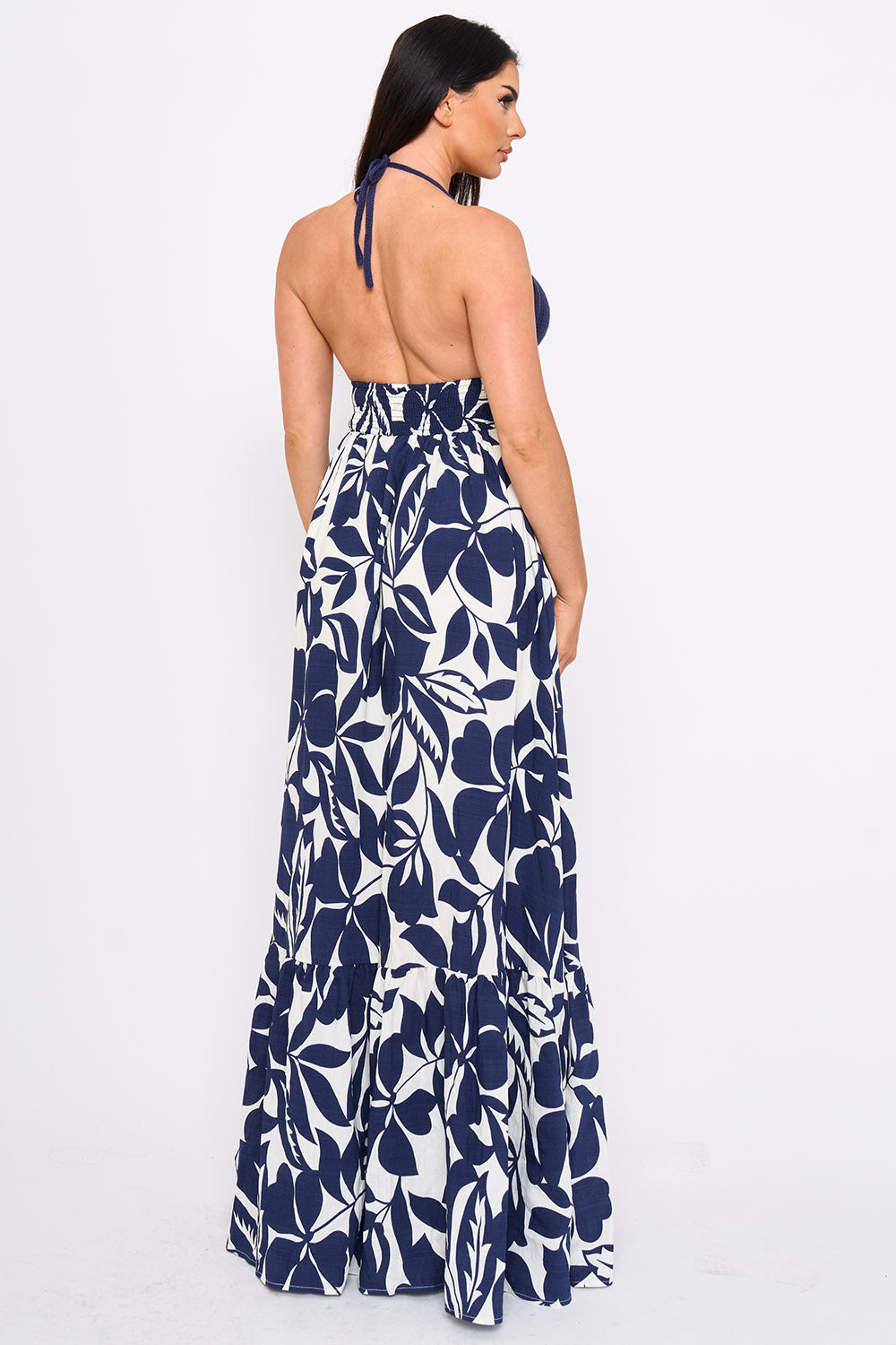 SDM2305HP - CROCHET HALTER TOP WITH PRINTED MAXI DRESS - Image 3